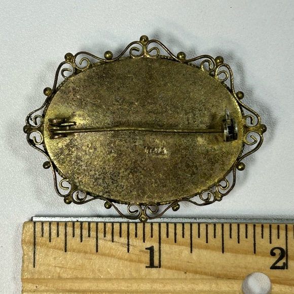 Vintage micro mosaic brooch filigree Italy Floral - Picture 7 of 7